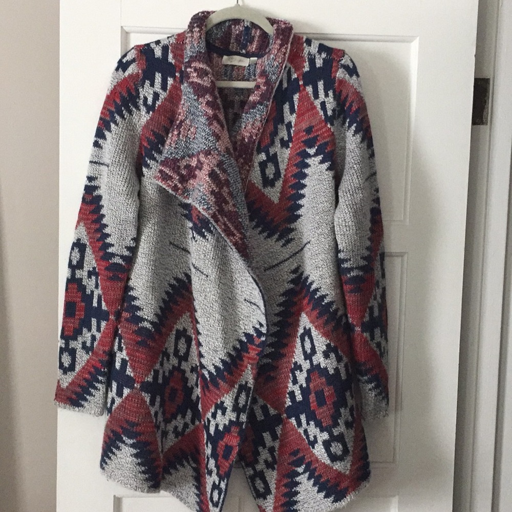 Long open-face cardigan